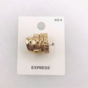 Express Gold Stacked Rings Modern Design Size 6